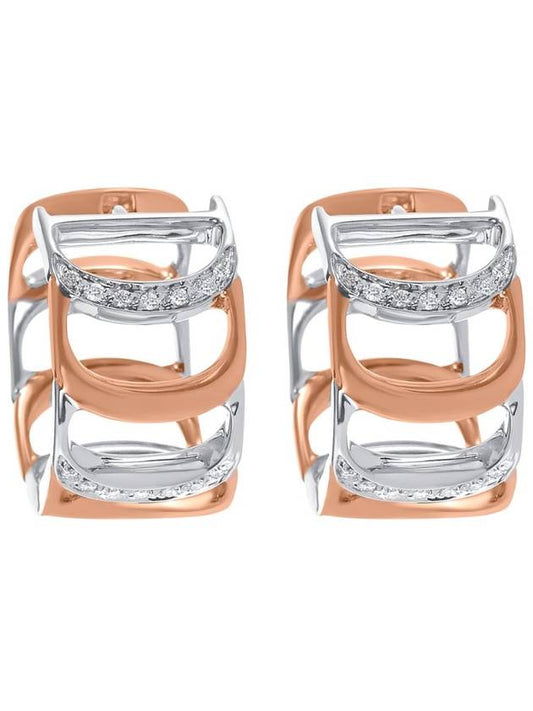 Cima 18kt white and rose gold diamond Huggie earrings - DAMIANI - BALAAN 2