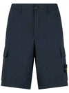 Men's Logo Patch Cargo Shorts Navy - STONE ISLAND - BALAAN 3