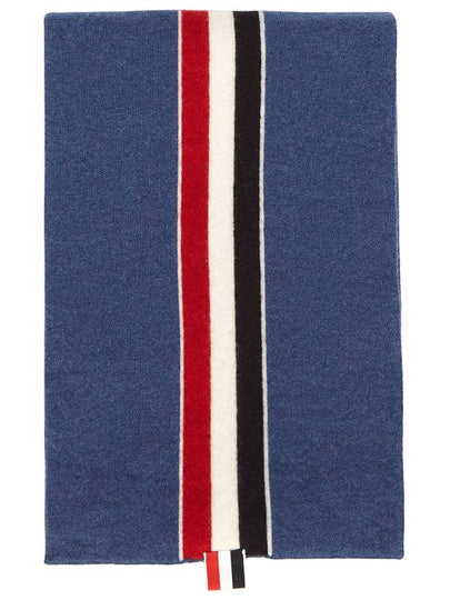 Men's Three Stripes Merino Wool Muffler Dark Blue - THOM BROWNE - BALAAN 2