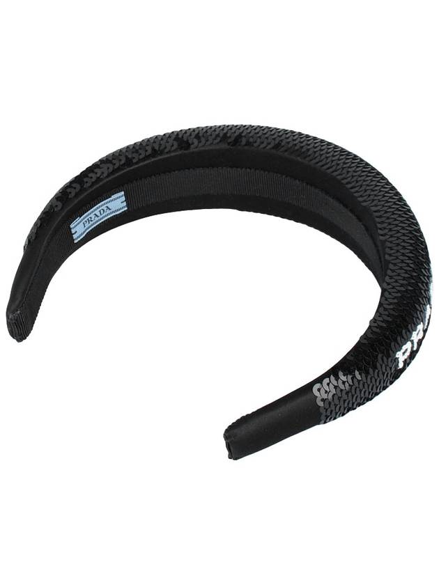 Logo Sequin Hairband Black - PRADA - BALAAN 6