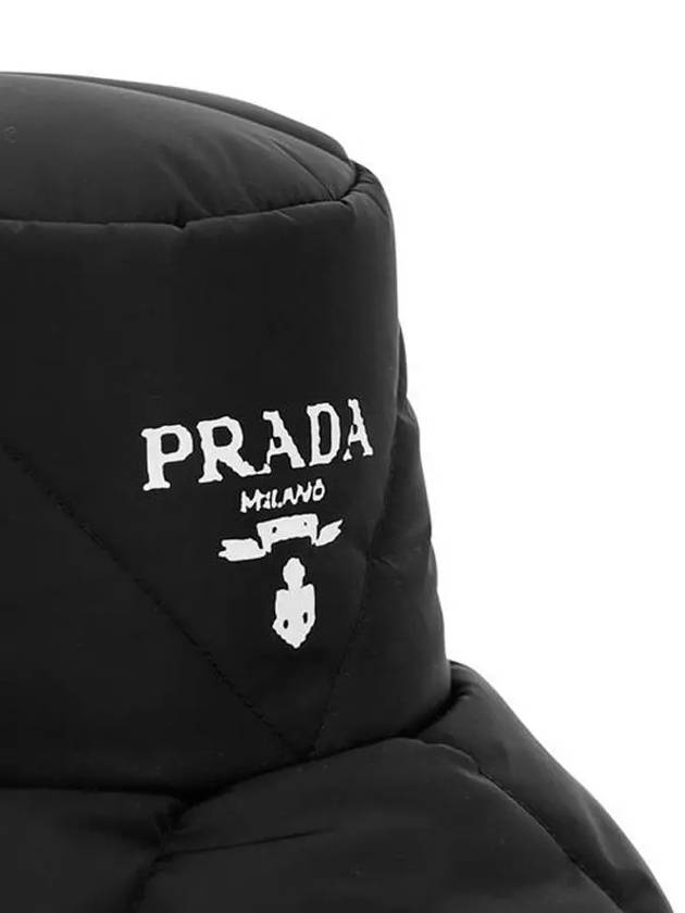 Logo Padded Bucket Hat Black - PRADA - BALAAN 5