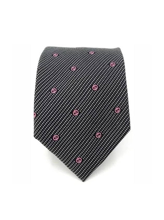 GG Dot Pattern Silk Tie Grey Pink - GUCCI - BALAAN 1