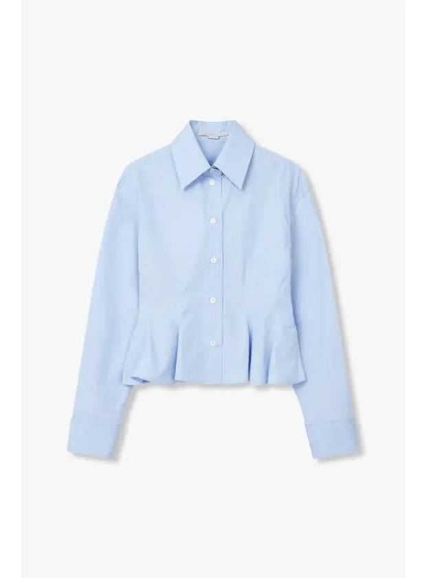 STELLA McCARTNEY Roll Up Cuff Cotton Peplum Shirt Sky Blue - STELLA MCCARTNEY - BALAAN 1