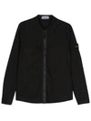 Zipper Regular Fit Cotton Overshirt Jacket Black - STONE ISLAND - BALAAN 2