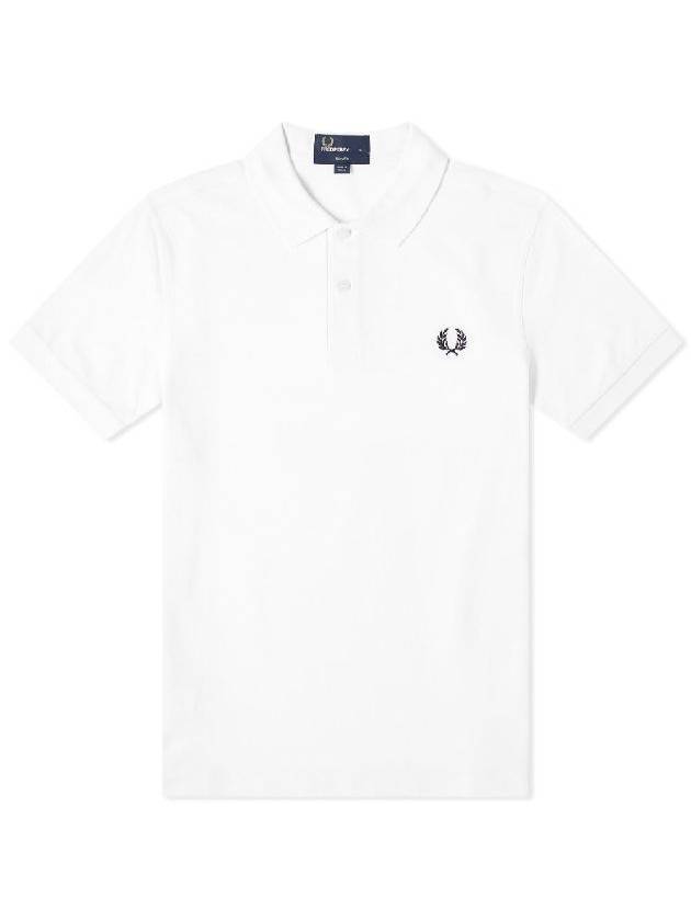 Men's Plain Slim Fit Short Sleeve Polo Shirt White - FRED PERRY - BALAAN 1