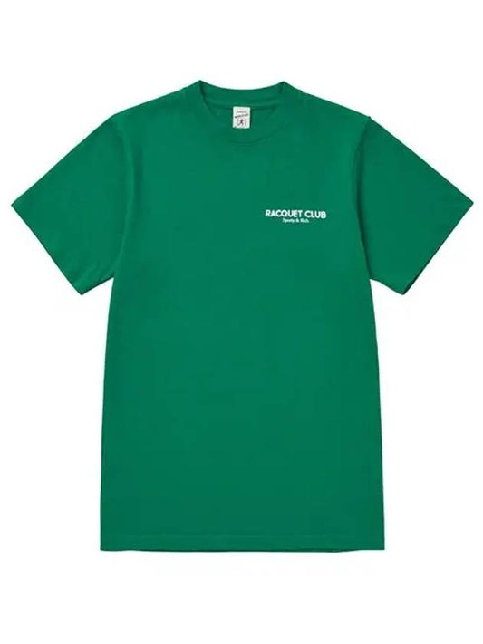 Racquet Club Logo Print Cotton Short Sleeve T-Shirt Green - SPORTY & RICH - BALAAN 1