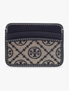 T Monogram Jacquard Card Wallet Navy - TORY BURCH - BALAAN 3