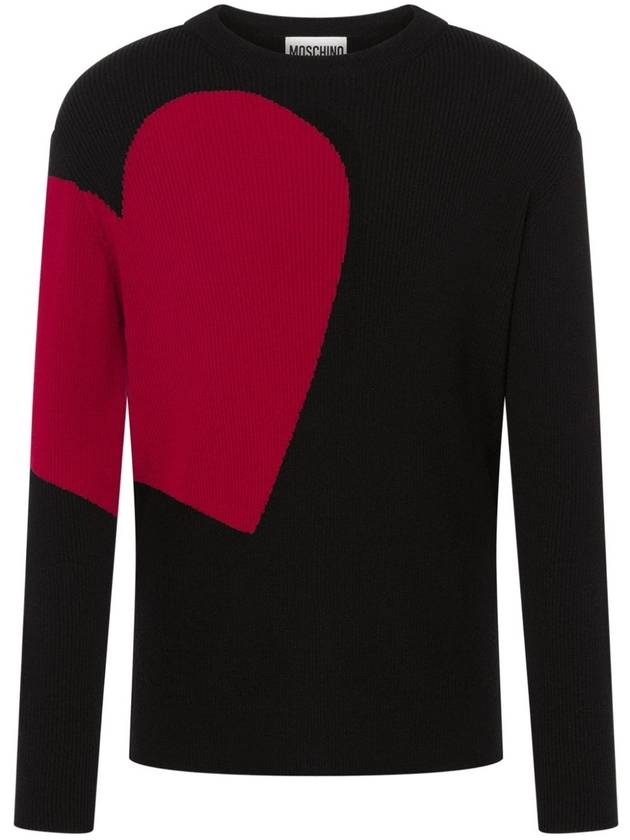 Heart Intarsia Virgin Wool Sweater A09197000 - MOSCHINO - BALAAN 2