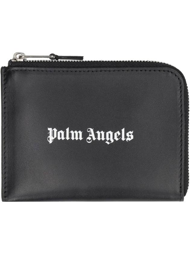 Logo Printed Zipped Card Wallet Black - PALM ANGELS - BALAAN 3