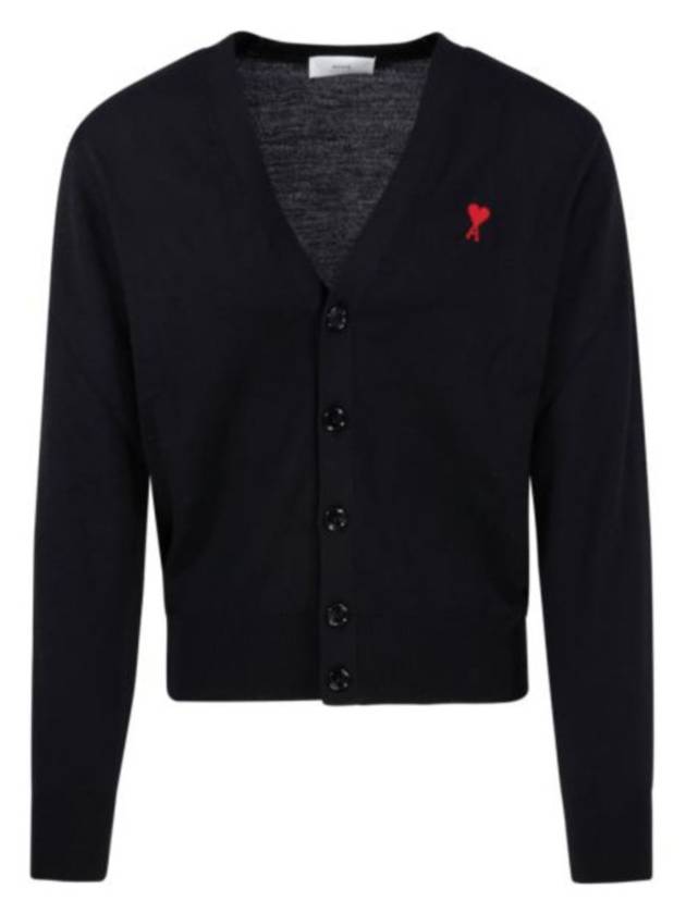 small heart logo wool cardigan black - AMI - BALAAN 1