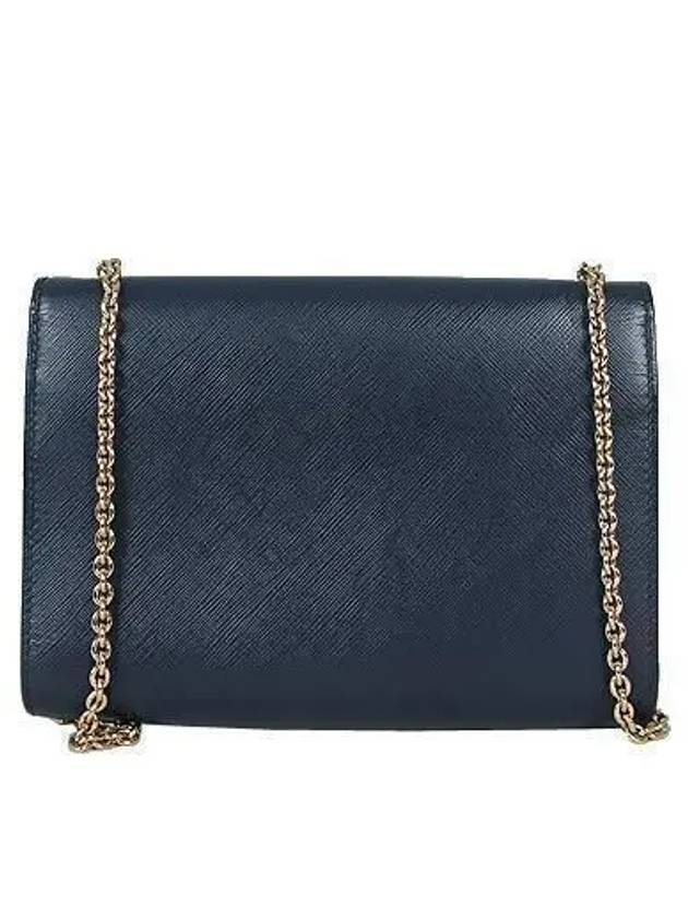 Ferragamo 22 B558 Gold Bara Decoration Navy Saffiano Genie Chain Cross Bag - SALVATORE FERRAGAMO - BALAAN 3