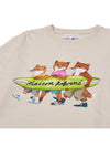 Surfing Foxes Logo Print Short Sleeve T-Shirt Beige - MAISON KITSUNE - BALAAN 4