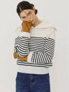 Open Collar Knit Top Ivory Stripe - LESEIZIEME - BALAAN 3