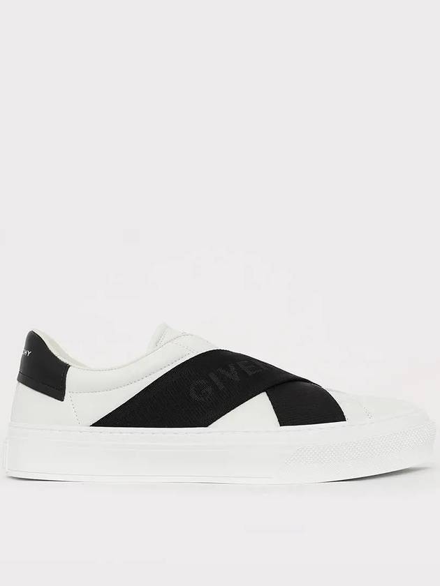 Double Webbing Strap Leather Slip Ons White - GIVENCHY - BALAAN 4