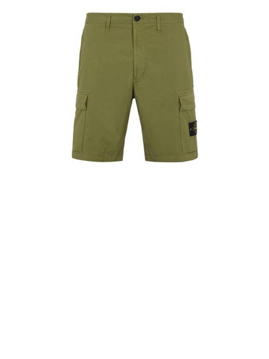 Men's Cargo Bermuda Waffen Patch Shorts Olive Green - STONE ISLAND - BALAAN 2