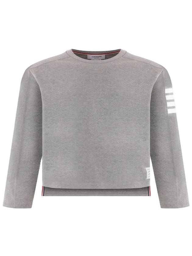 4-Bar Striped Cotton Long Sleeve T-Shirt Light Grey - THOM BROWNE - BALAAN 2