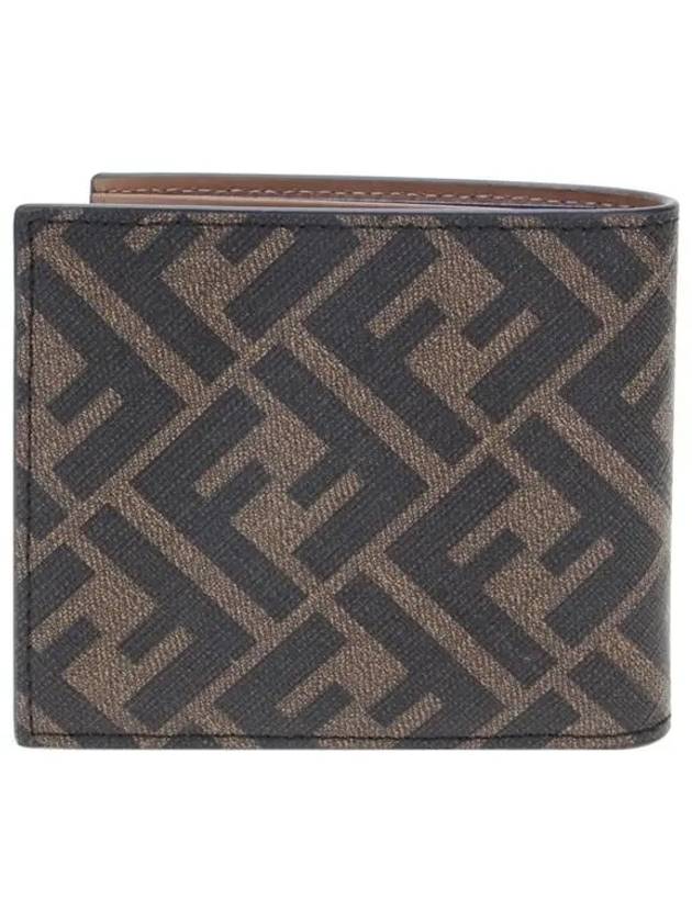 FF Logo Fabric Half Wallet Brown - FENDI - BALAAN 4