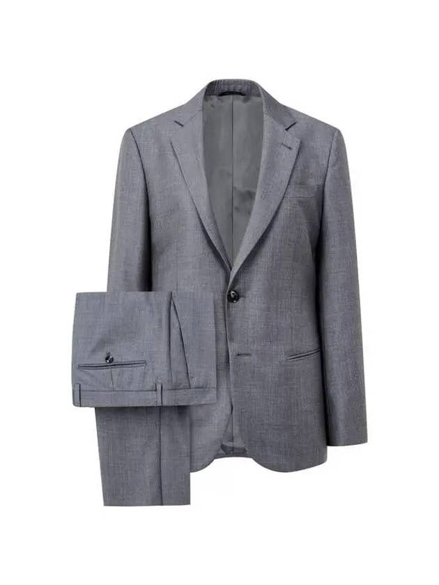 Men s no cheat lapel basic wool suit melange gray 270016 - GIORGIO ARMANI - BALAAN 1