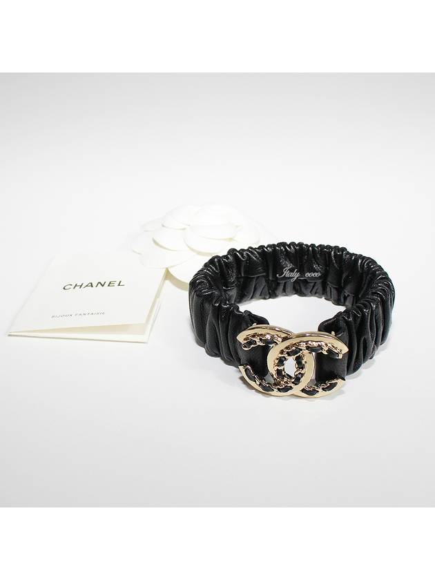 CC logo leather hair scrunchie bracelet gold AB7848 - CHANEL - BALAAN 2