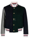 Funmix Melton Wool Bomber Jacket Green Blue - THOM BROWNE - BALAAN 2