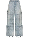 Bal Diagonal Allover Cargo Wide Jeans Blue - BALENCIAGA - BALAAN 2