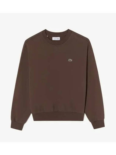 Women s Basic Crew Neck Sweatshirt Dark Brown - LACOSTE - BALAAN 1