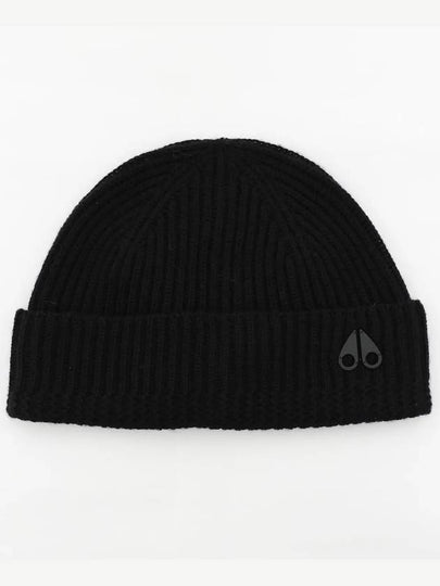 Logo Patch Wool Beanie Black - MOOSE KNUCKLES - BALAAN 2