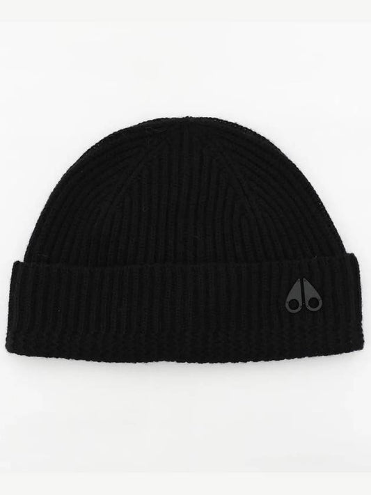 Logo Patch Wool Beanie Black - MOOSE KNUCKLES - BALAAN 2