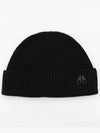 Logo Patch Wool Beanie Black - MOOSE KNUCKLES - BALAAN 4