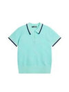 Women's Feline Knit Short Sleeve Polo Shirt Aruba Blue - J.LINDEBERG - BALAAN 2