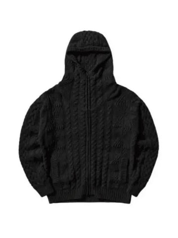 Lambswool Crewneck Logo Knit Cardigan Black - CP COMPANY - BALAAN 1