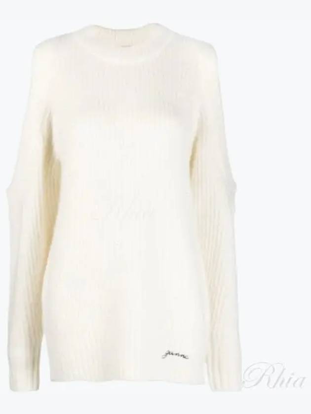 Jersey Logo Knit Top Ivory - GANNI - BALAAN 2