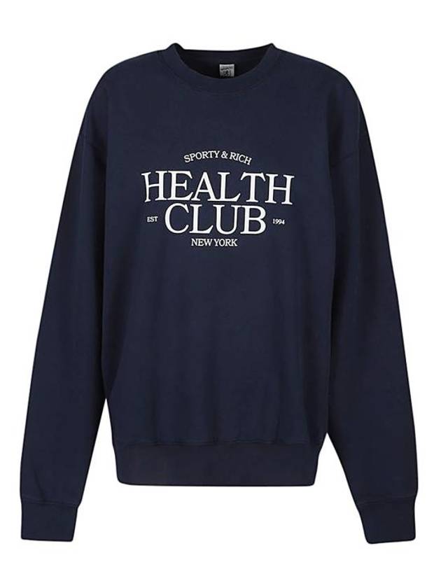 Logo Print Cotton Long Sleeve T-Shirt Navy - SPORTY & RICH - BALAAN 1