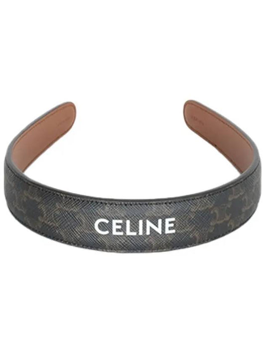 Logo Triomphe Leather Headband Tan - CELINE - BALAAN 2