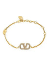 V Logo Crystal Bracelet Gold - VALENTINO - BALAAN 5