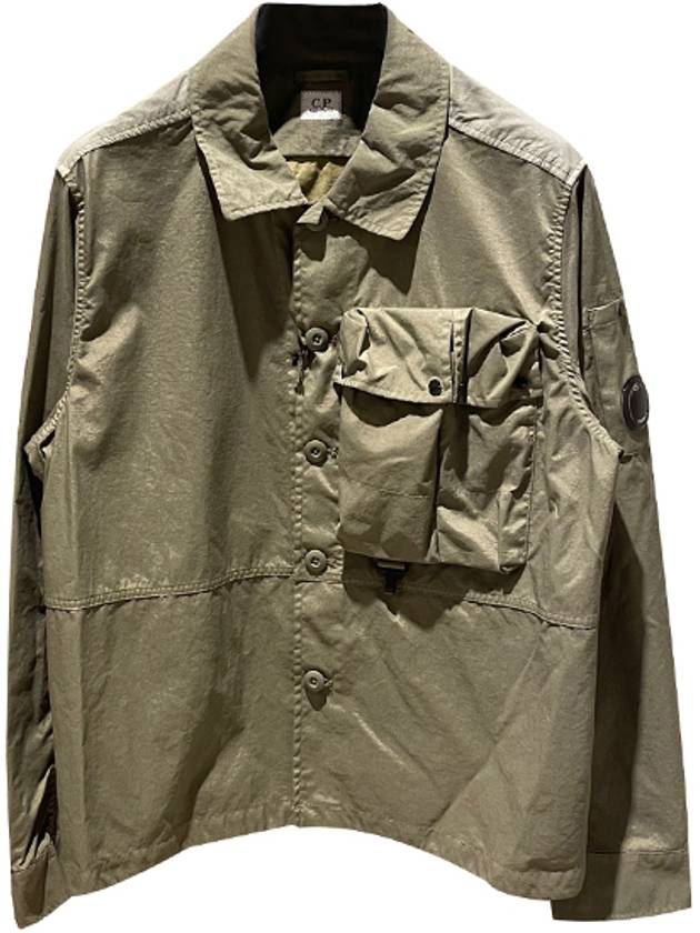 Men's Lens Wappen Tyrone Overfit Long Sleeve Shirt Jacket Khaki - CP COMPANY - BALAAN 2