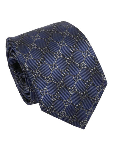 GG Pattern Slim Silk Tie Navy - GUCCI - BALAAN 1