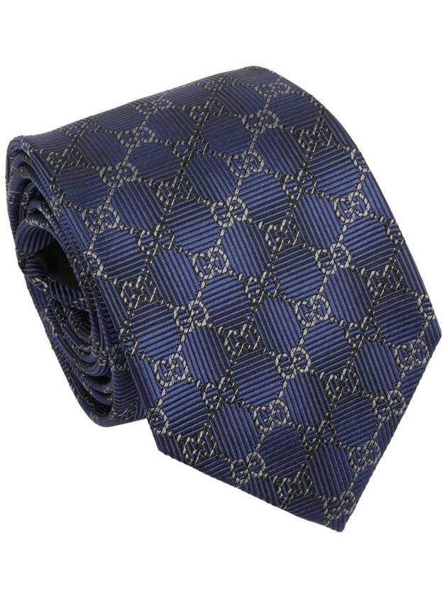 GG Pattern Slim Silk Tie Navy - GUCCI - BALAAN 2