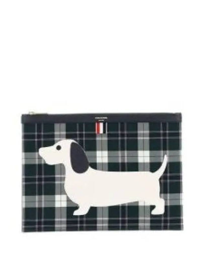 Tartan Twill Hector Medium Document Holder Clutch Bag Dark Green - THOM BROWNE - BALAAN 2