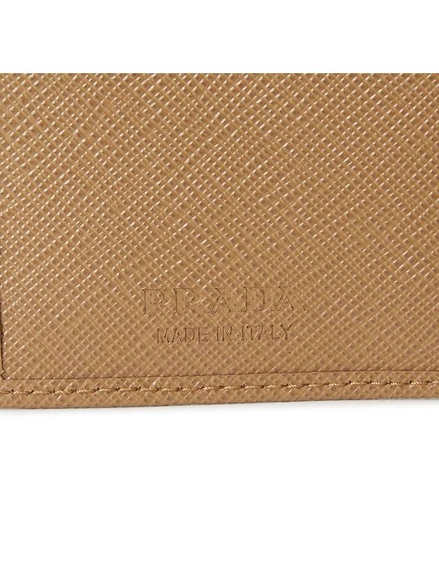 Saffiano Triangular Logo Flap Card Wallet Caramel - PRADA - BALAAN 7