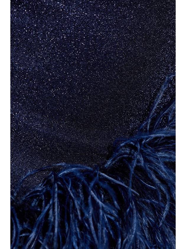 Oseree Dress With Ostrich Feathers, Women's, Navy Blue - OSEREE - BALAAN 5