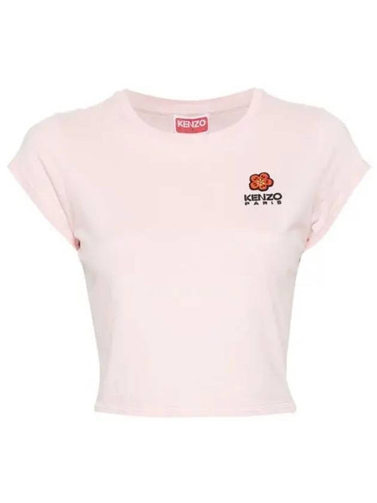 Boke Flower Embroidery Cotton Short Sleeve T-shirt Light Pink - KENZO - BALAAN 1