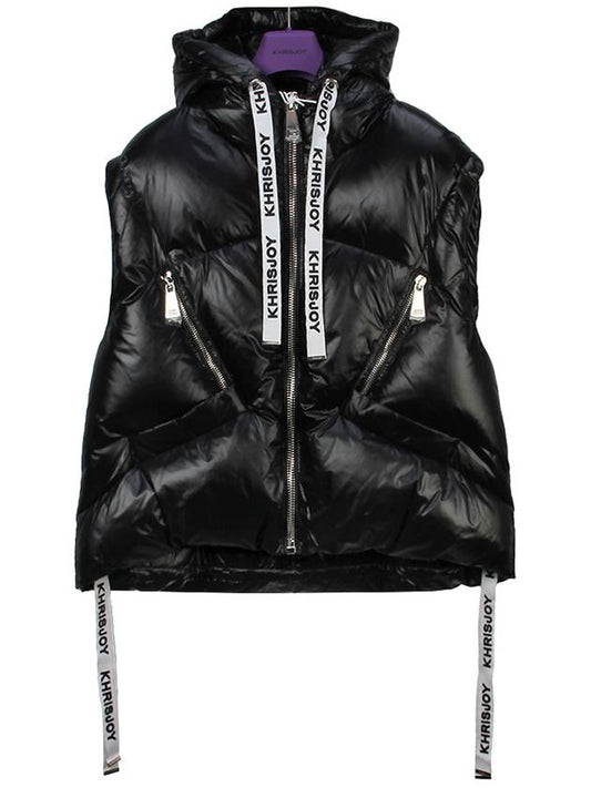Women's Iconic Shiny Technical Padded Vest Black - KHRISJOY - BALAAN.