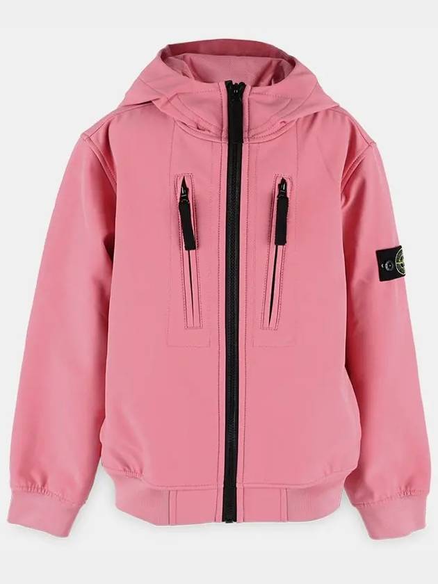 Kids Wappen Patch Soft Shell Zip Up Hoodie Pink - STONE ISLAND - BALAAN 3