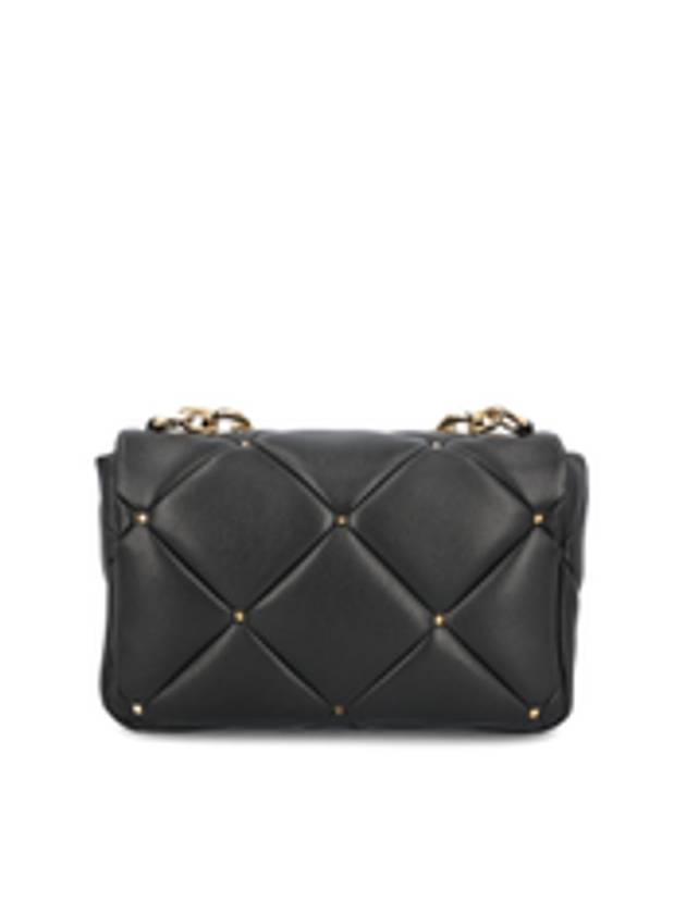 Garavani Roman Stud Foldover Shoulder Bag Black - VALENTINO - BALAAN 4