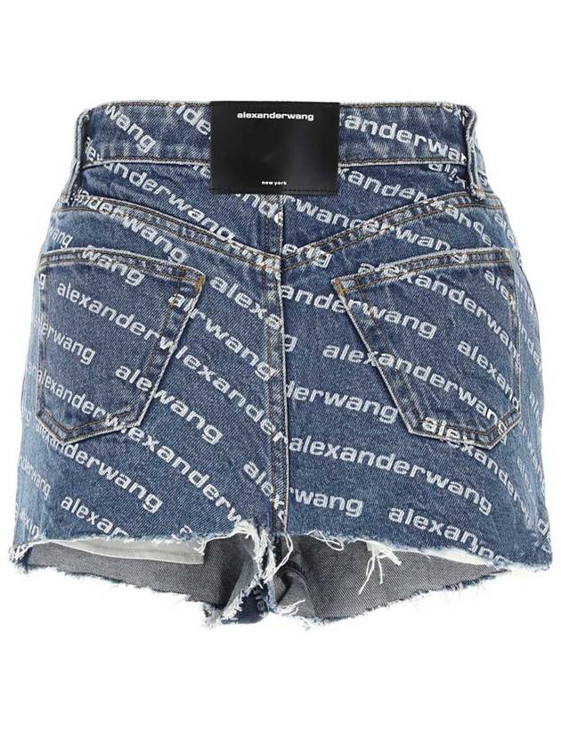 Byte Logo Monogram Denim Shorts Blue - ALEXANDER WANG - BALAAN 3