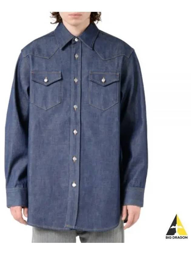 Button Up Denim Long Sleeve Shirt Blue - ACNE STUDIOS - BALAAN 2