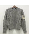 Donegal Twist Cable 4-Bar Classic Crewneck Knit Top Light Grey - THOM BROWNE - BALAAN 3