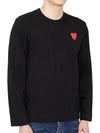 Play Double Heart Waffen Long Sleeve T-Shirt Black - COMME DES GARCONS - BALAAN 4