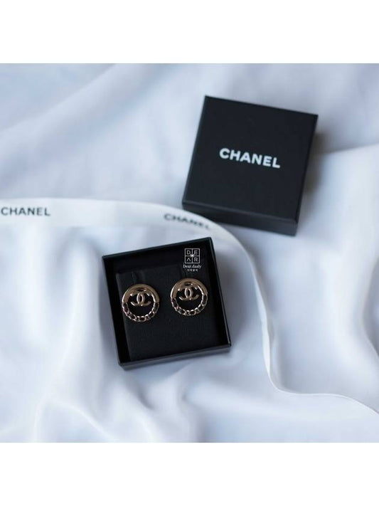 Women s CC Logo Circle Chain Earrings Black Gold - CHANEL - BALAAN 2